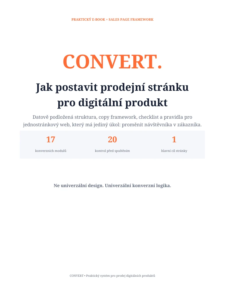 Titulní stránka pracovního playbooku pro prodej digitálních produktů.
